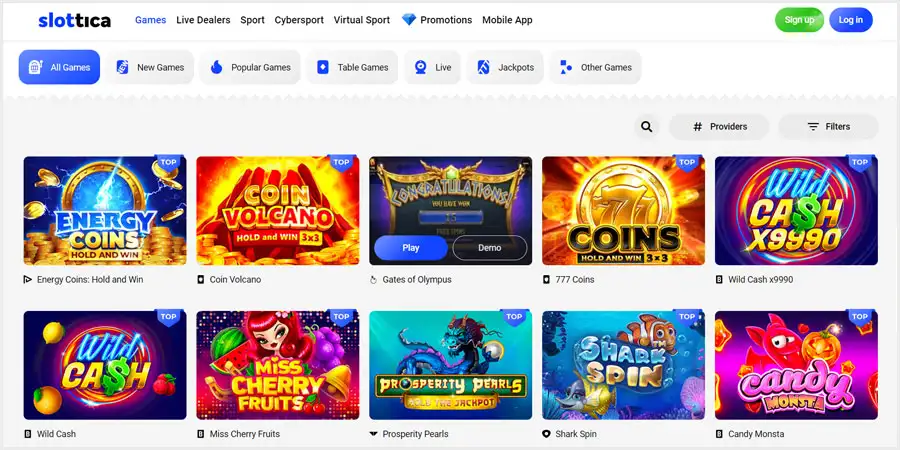 Slottica сайтындағы Crash Games (бар болса)